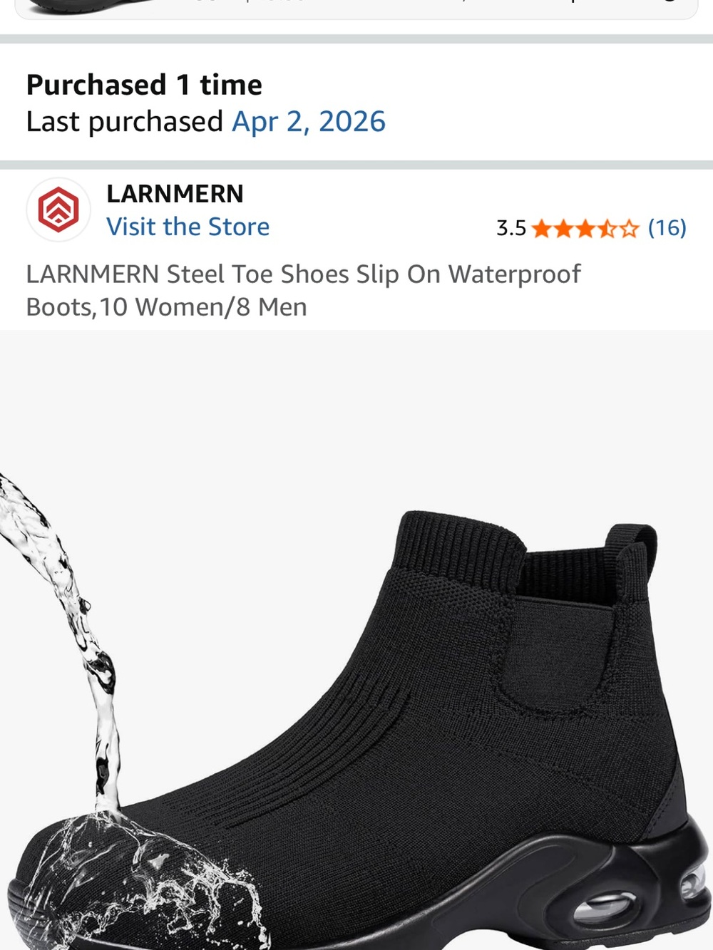 Unisex Black Slip-On steel toed boots